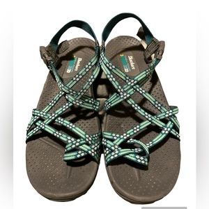 Skechers Women's Reggae-Loopy Sandals in Teal, Sizes 9 & 10